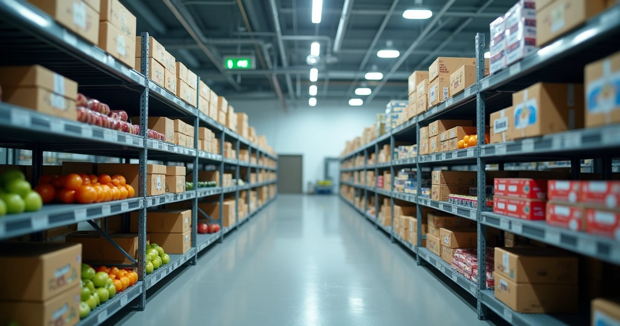 Sensores dentro de uma câmara fria monitorando alimentos 