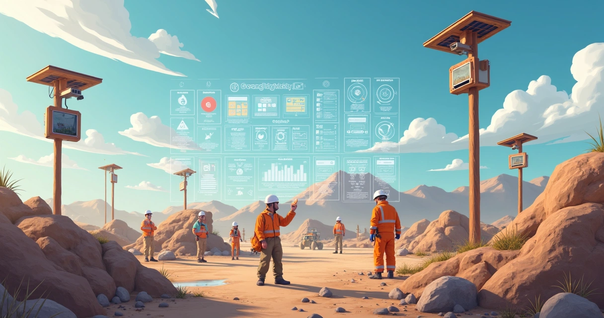 Câmeras e sensores conectados monitorando um canteiro de obras 