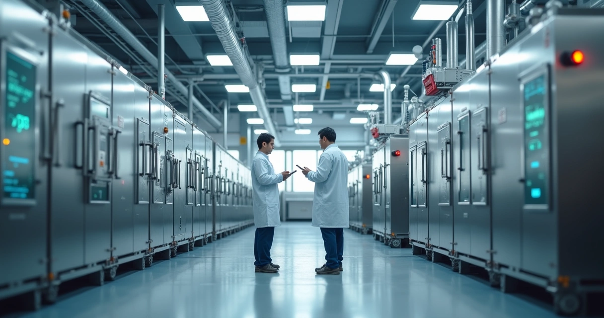 Sensores instalados em indústria alimentícia 