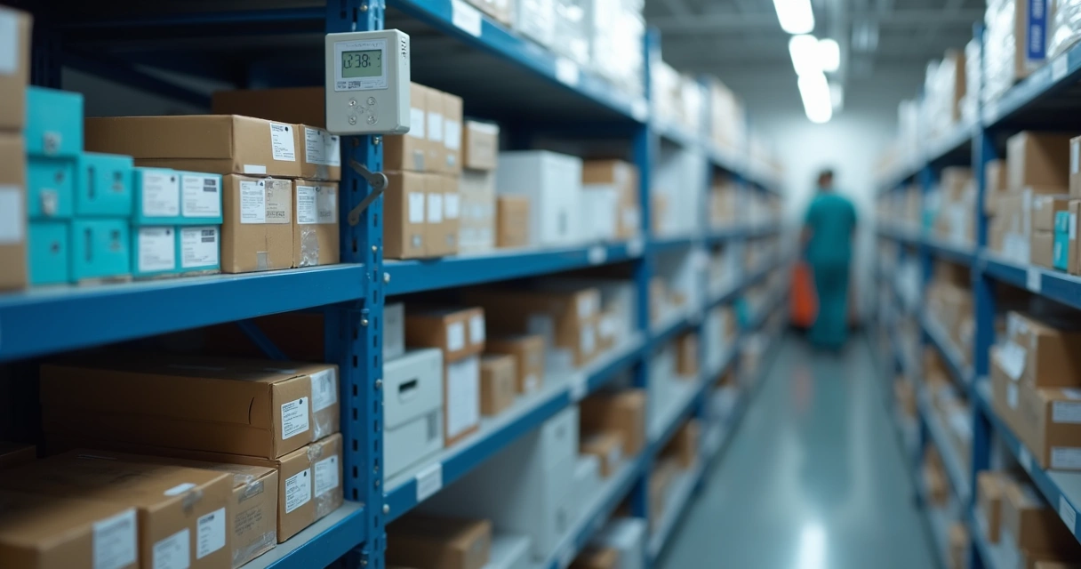 IoT sensors installed on storage area shelves 
