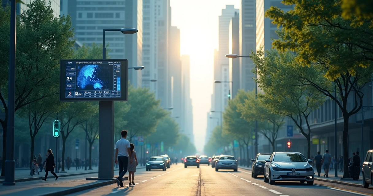 Sensores urbanos inteligentes em poste de rua