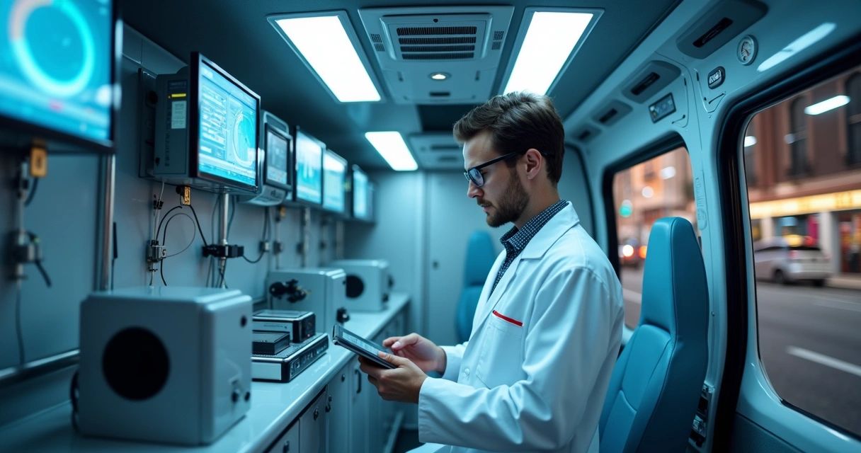 Sensores instalados em um laboratório móvel 