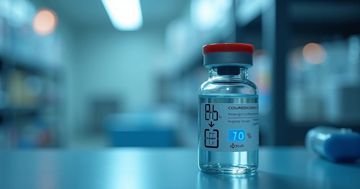 Sensor instalado em frasco de medicamento com dados digitais de temperatura e ambiente 
