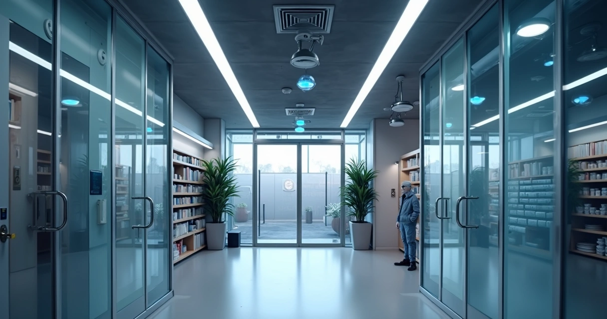 Sensores e câmeras instalados em loja comercial 