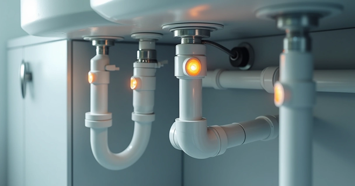 Sensores eletrónicos aplicados em tubulações debaixo de lavatório 