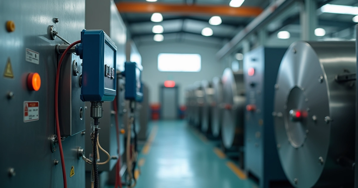 Sensores de vibração instalados em máquinas industriais 