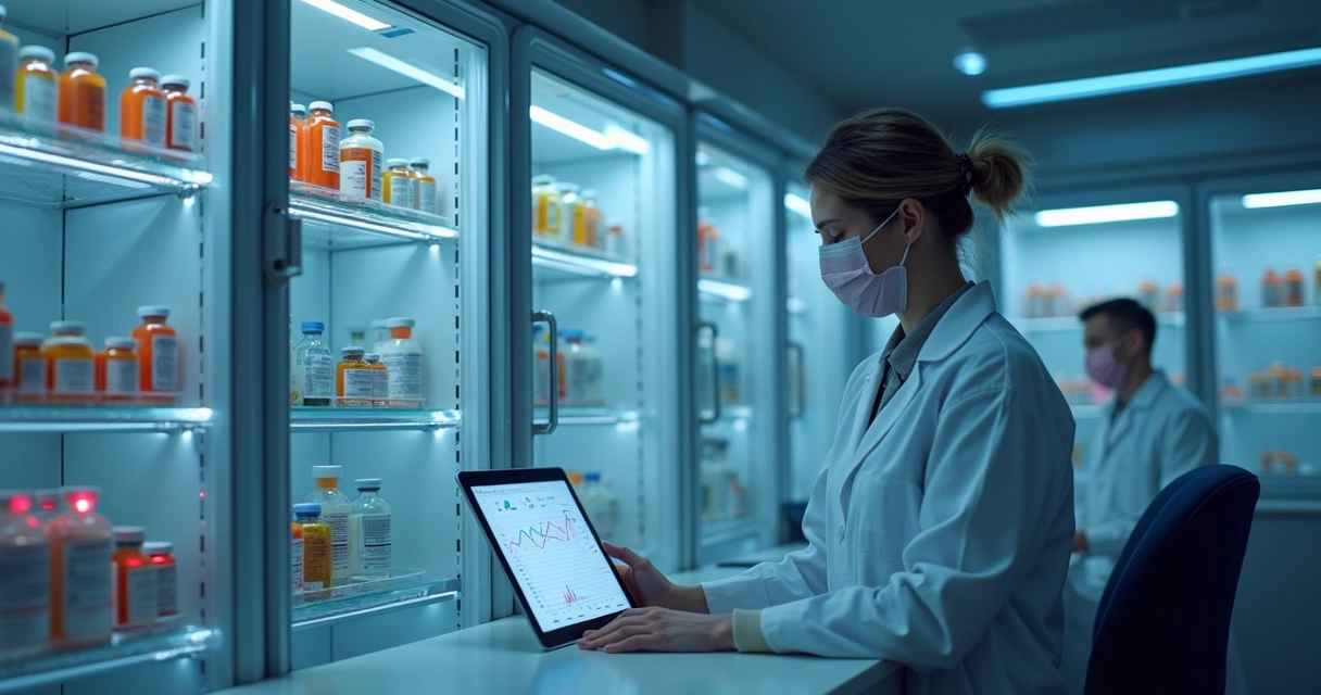 Sensores sem fio instalados em laboratório moderno