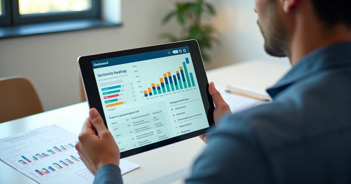 Tablet showing sentiment analysis dashboard and LLM query results 