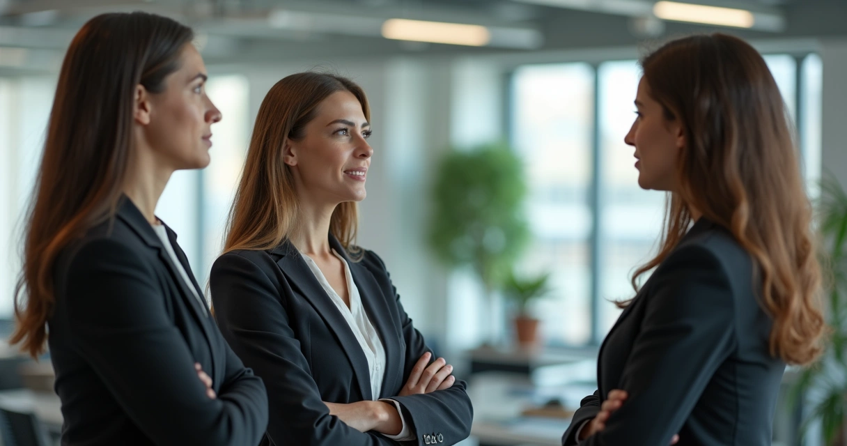 Duas pessoas olhando para um colega sendo promovido no ambiente de trabalho 