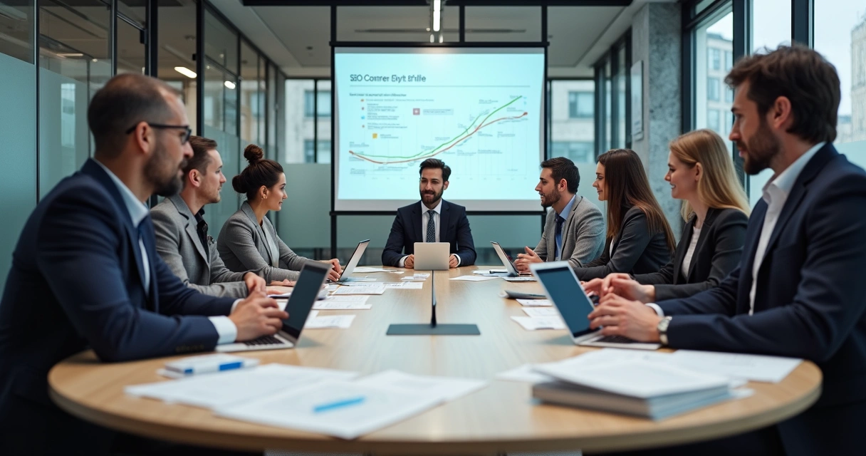 Equipe de agência e clínica revisando conteúdo educativo para SEO 