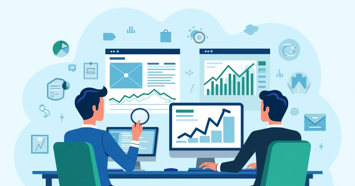 Equipe analisando site e gráficos de SEO em ambiente de trabalho 