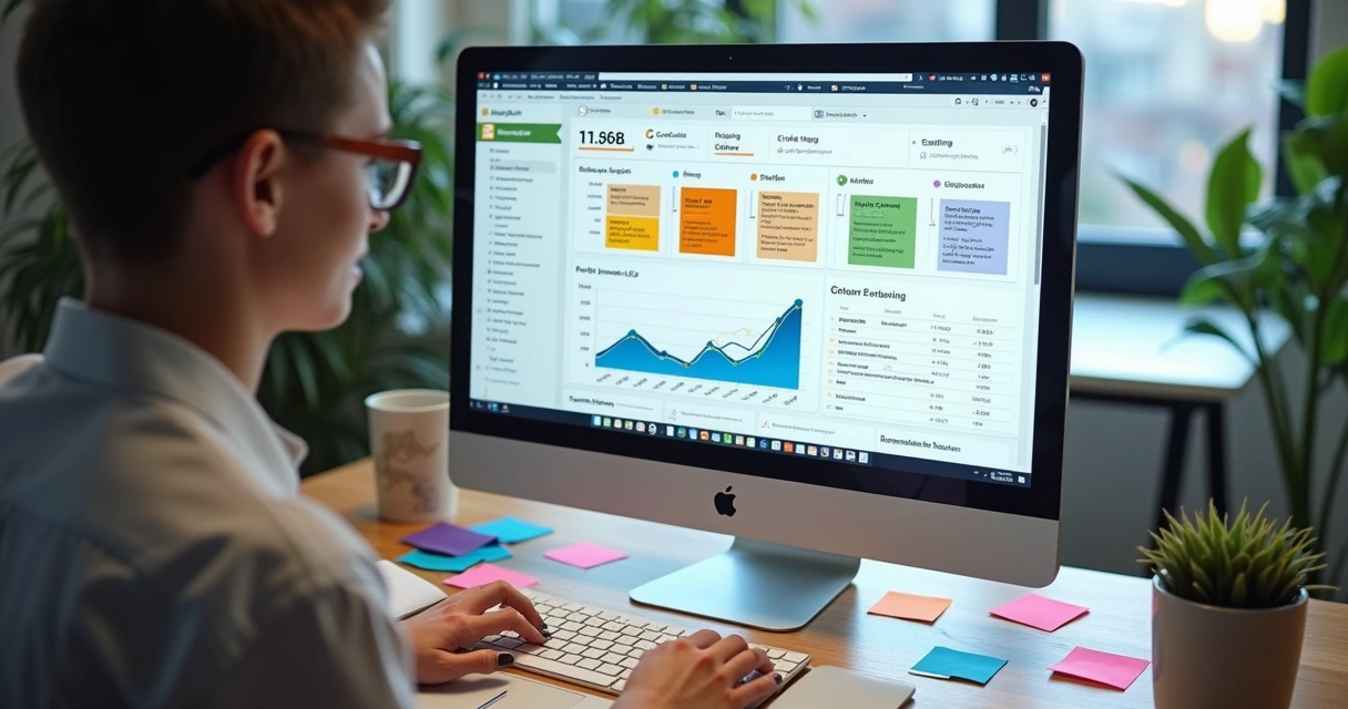 Estratégia visual de SEO on-page e off-page em site na tela do computador 
