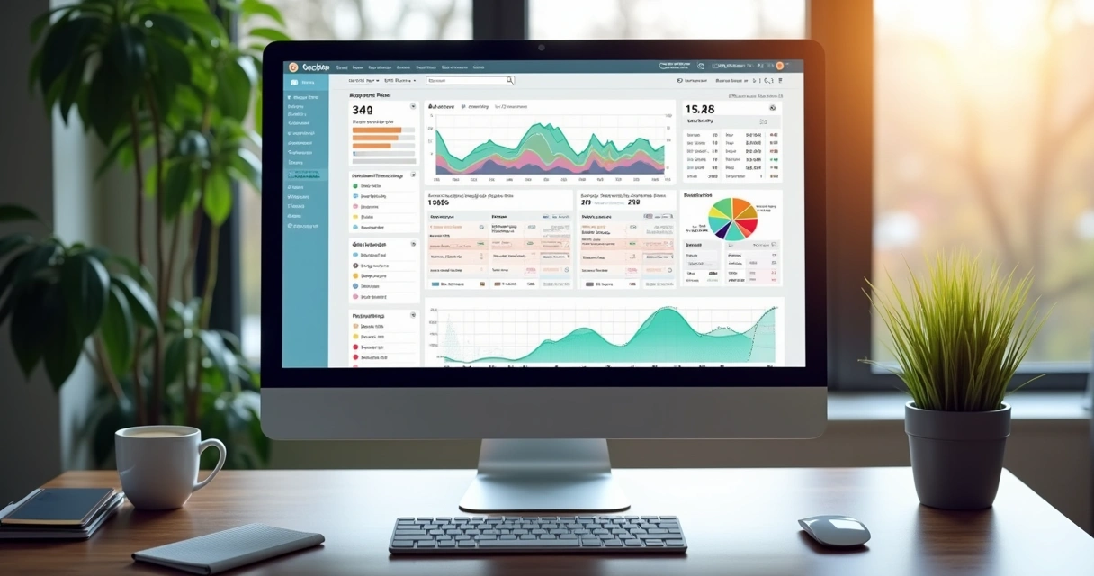 High-resolution dashboard showing keyword research data on a computer screen