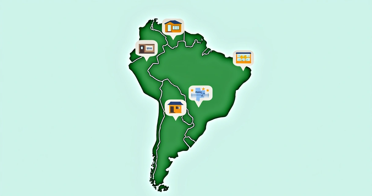 Mapa do Brasil com empresas locais destacadas 