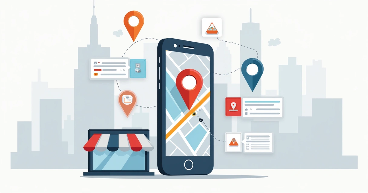Loja virtual sendo encontrada em mapa local em celular 