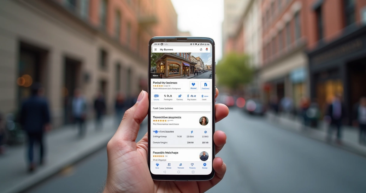 Perfil do Google Meu Negócio exibido em smartphone 