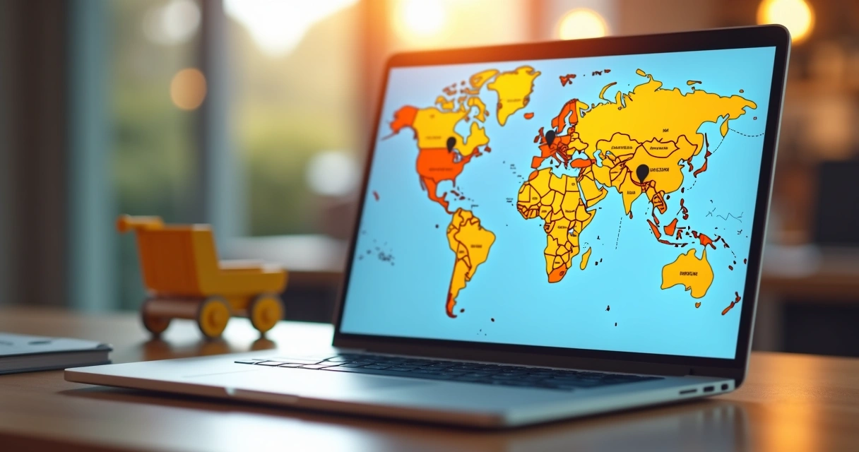 E-commerce com mapa digital destacando regiões de entrega 