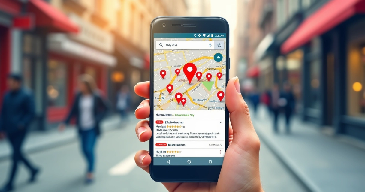 Detalhe de mapa com pinagem de negócio 