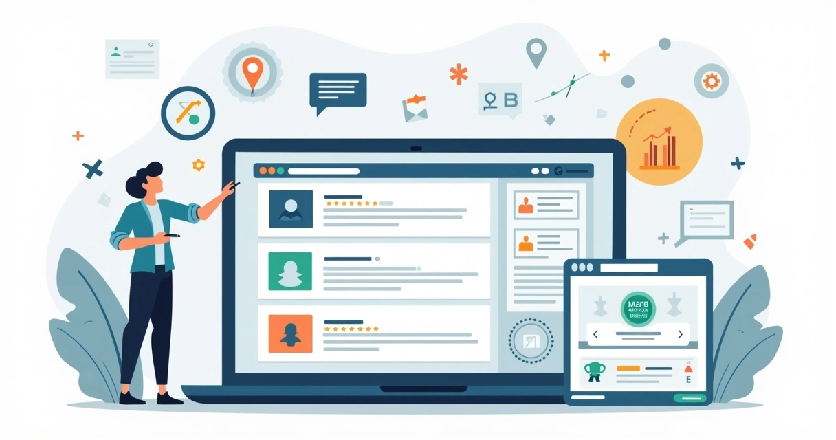 Profissional ajustando painel de SEO em marketplace de serviços 
