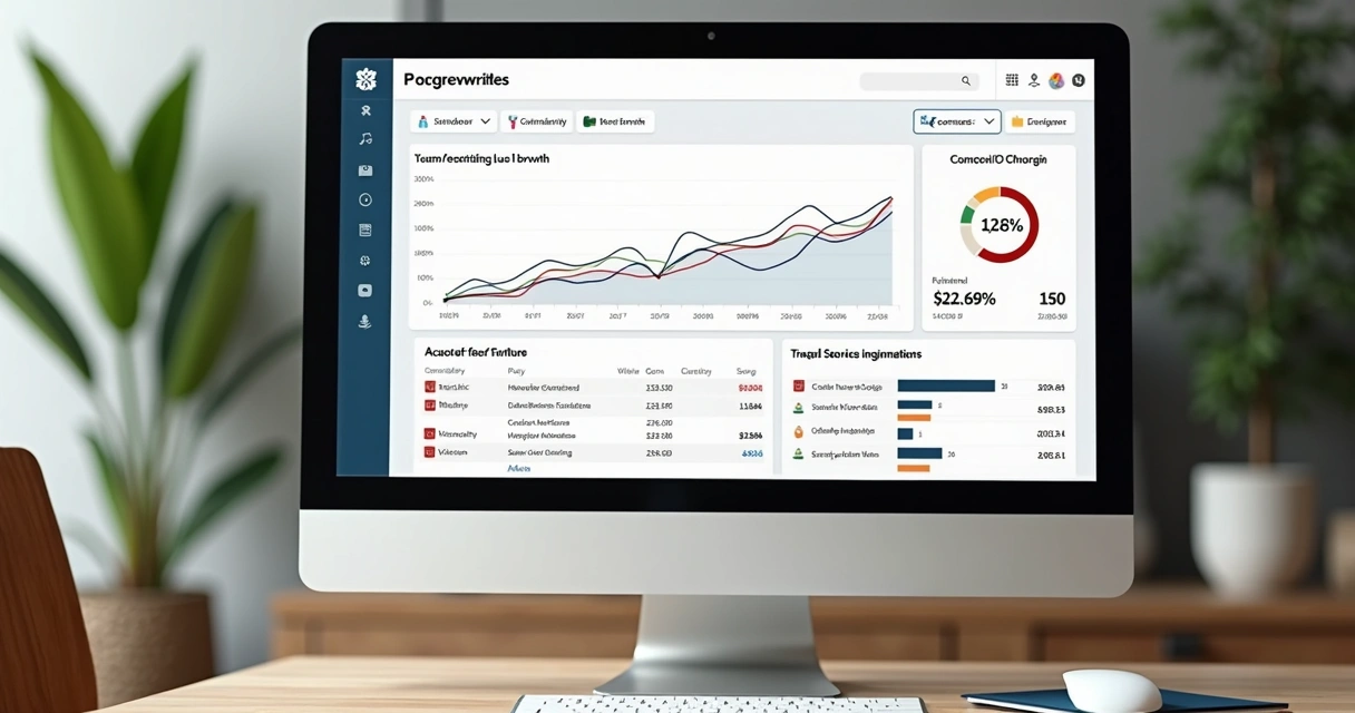 Painel analítico mostrando números de SEO de uma loja de móveis ecommerce 