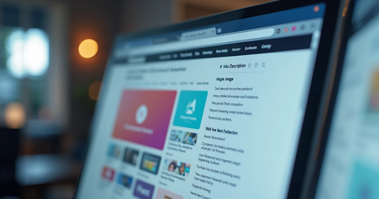 Página de site com destaques coloridos em textos e imagens otimizadas 