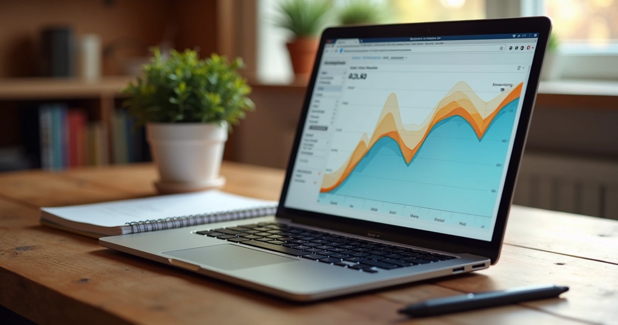 Página de blog mostrando gráfico de palavras-chave em ascensão 