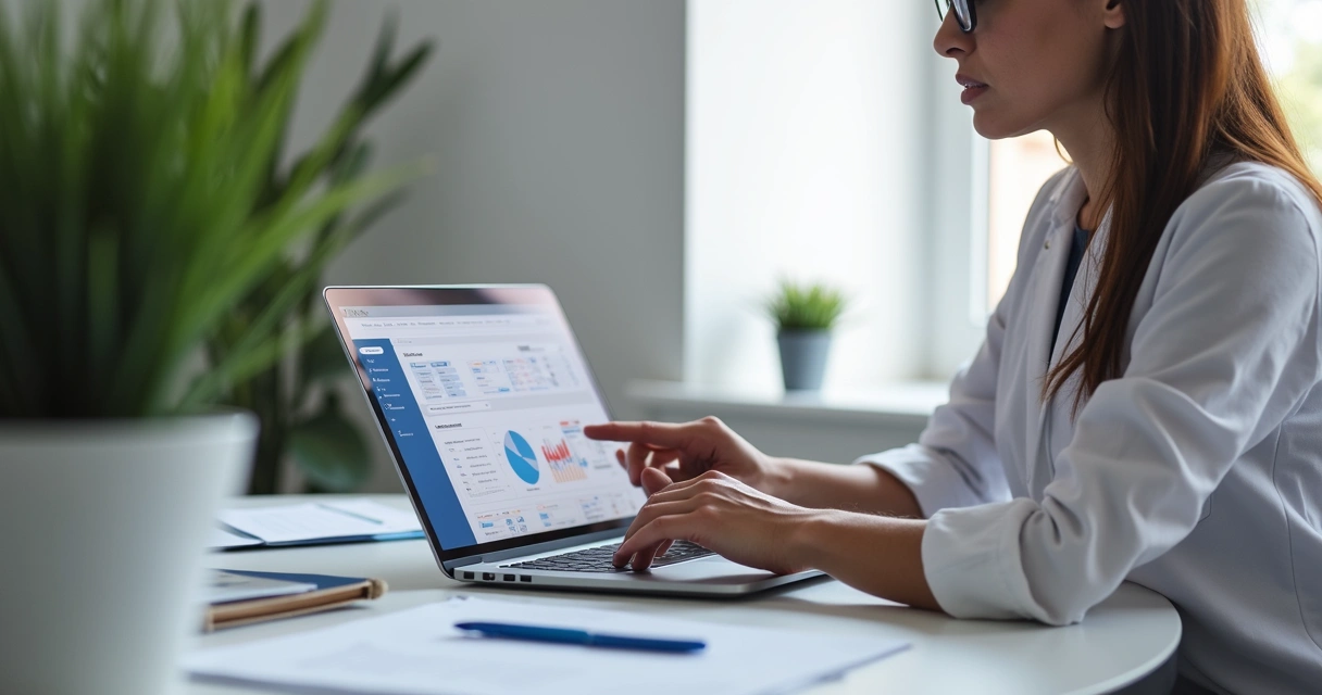 Psicólogo revisando texto em notebook para SEO 