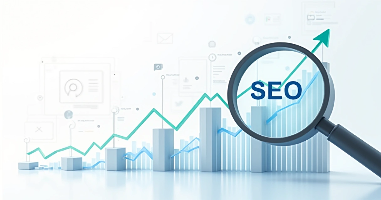 Gráfico mostrando evolução no posicionamento de busca de um site 