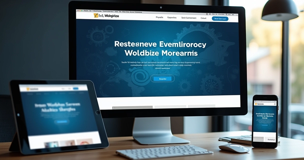 Site WordPress exibido em desktop, tablet e smartphone mostrando responsividade e otimização SEO 