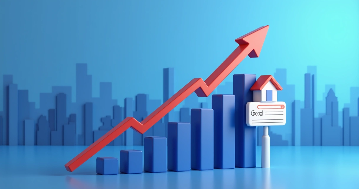 Gráfico de posições no Google com site de imóveis em destaque 