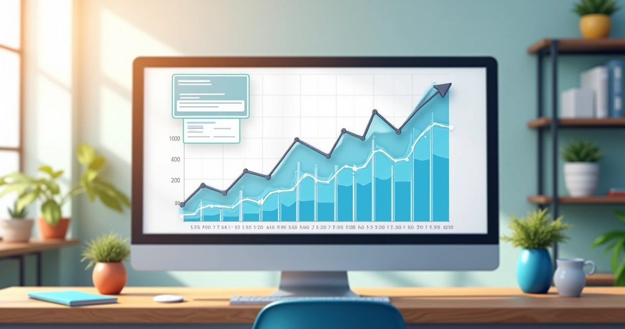 Gráfico de crescimento de acessos em site para vendas 