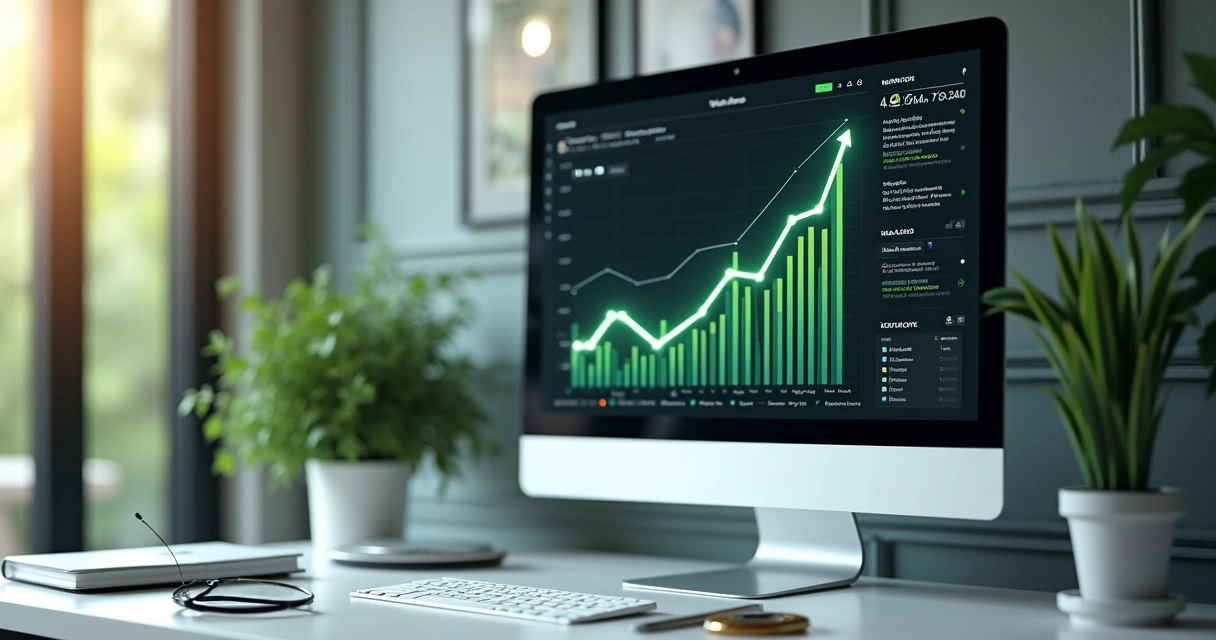 Gráfico mostrando crescimento de acessos em site com SEO eficiente 