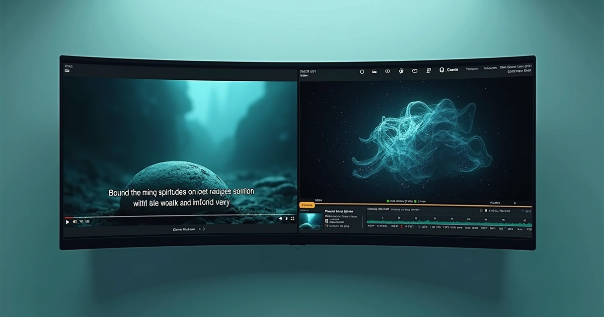 Tela dividida exibindo vídeo em uma metade e imagem otimizada na outra 