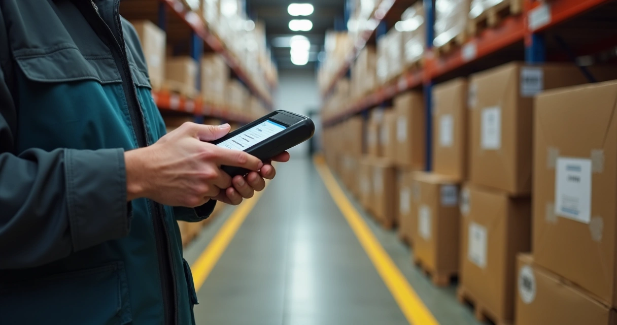 Operador separando produtos para expedição com coletor digital 