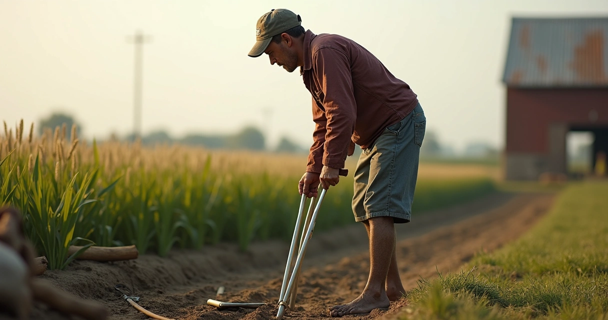 Trabalhador rural com limitação de movimento após fratura. 