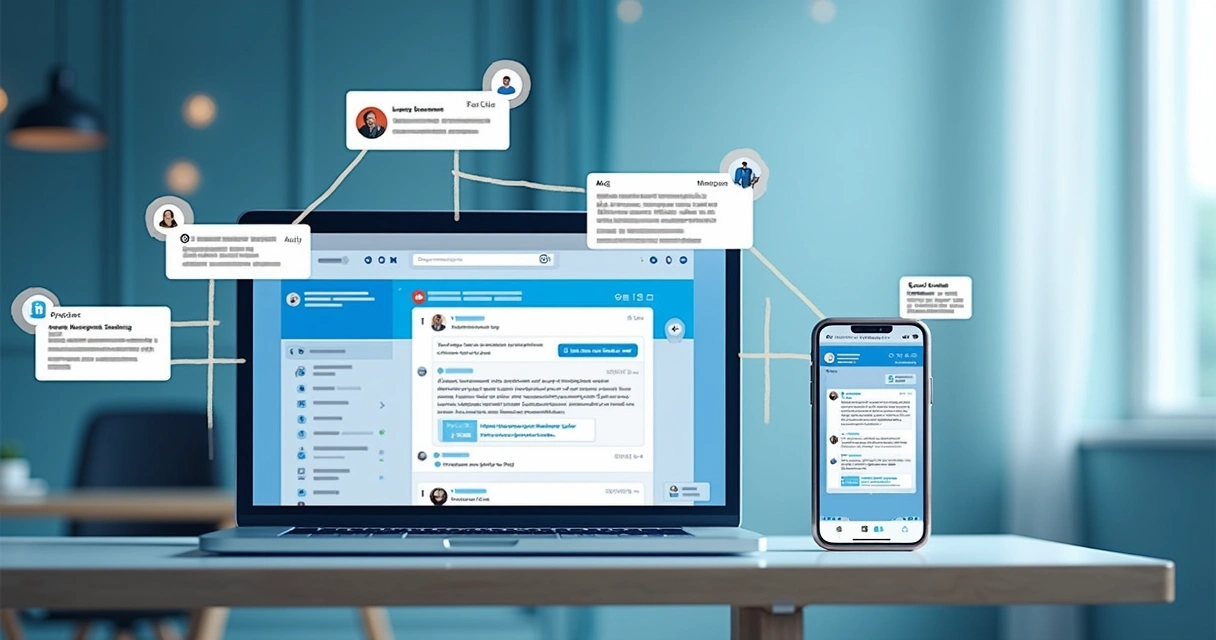 Fluxo de mensagens automáticas sendo disparadas para leads no LinkedIn 