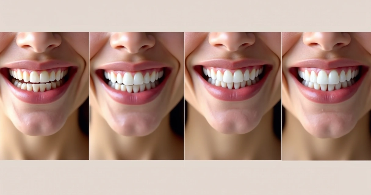 Sequência ilustrativa do uso de alinhador invisível nos dentes