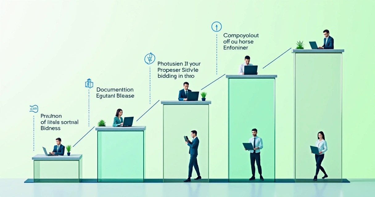 Sequência das etapas do pregão eletrônico ilustrada com ícones e setas