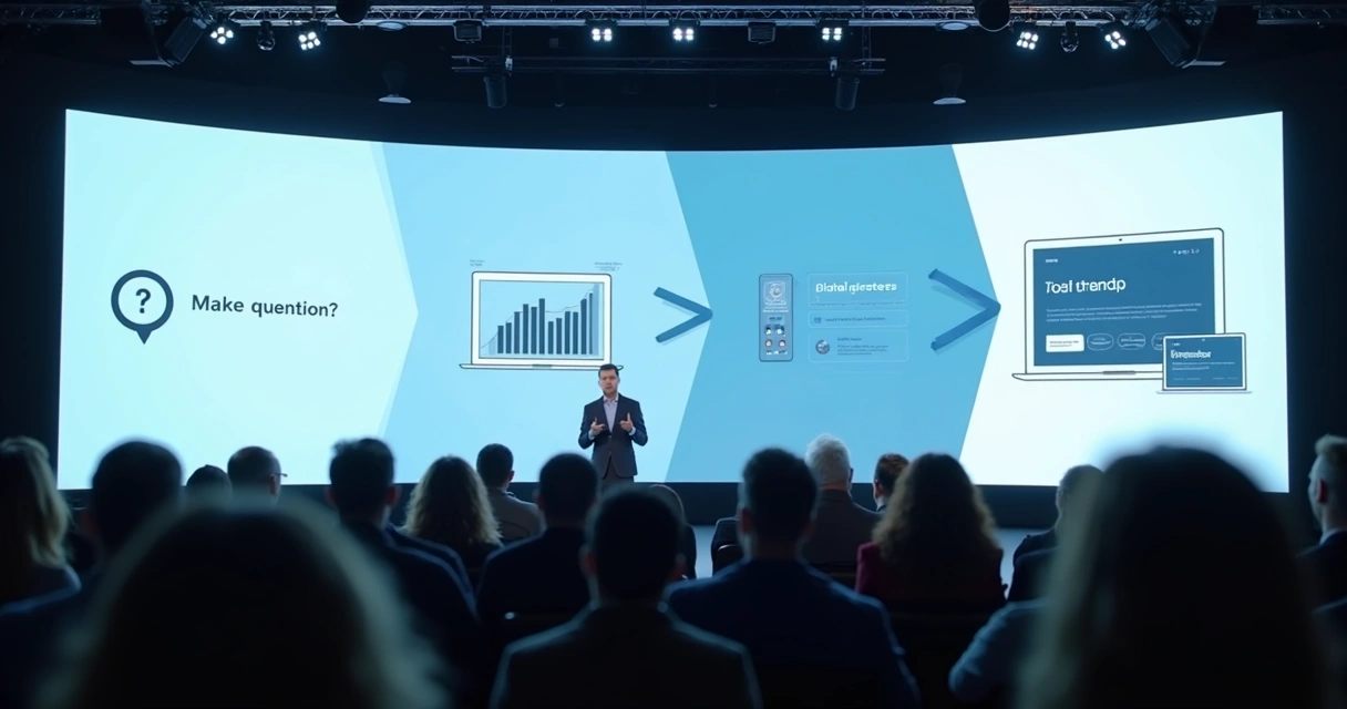 Tela com elementos visuais surgindo em sequência