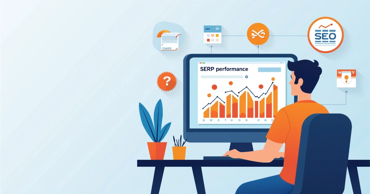 Person reviewing charts and graphs of SERP performance on a screen 