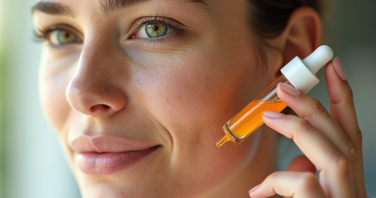 Soro de vitamina C sendo aplicado no rosto de mulher 