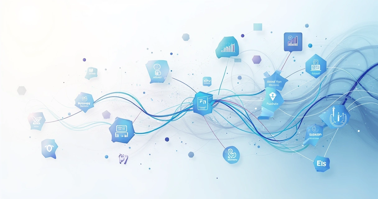 Mosaico de serviços digitais complementares conectados visualmente 