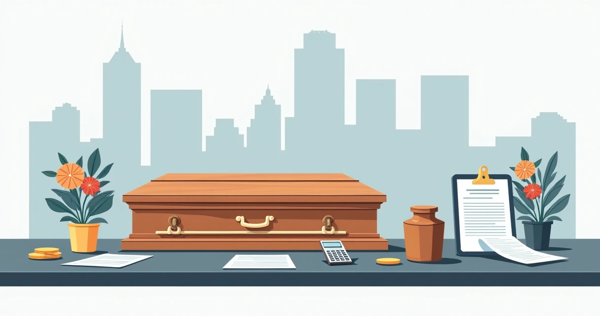 Serviços funerários organizados em uma mesa 