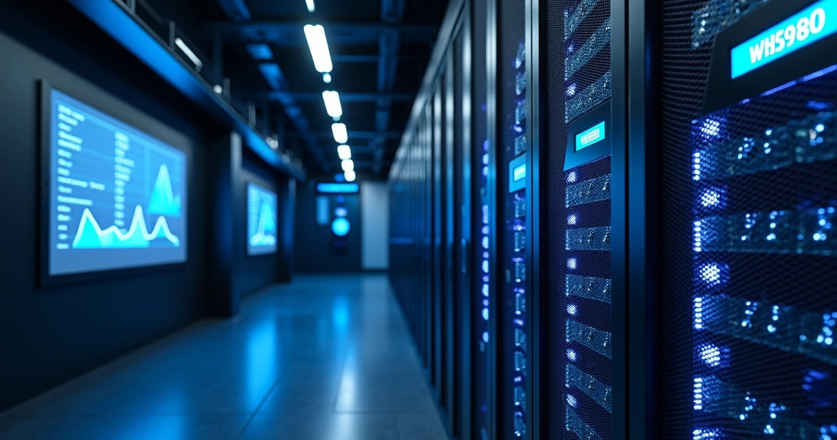 Rack de servidores dedicados em ambiente moderno 