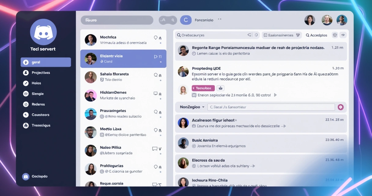 Servidor Discord mostrando canais organizados e configurados para comunidade tech