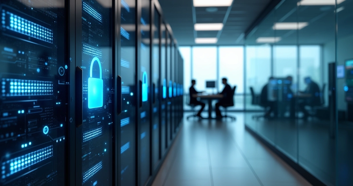 Servidores de TI empresariais com segurança reforçada. 