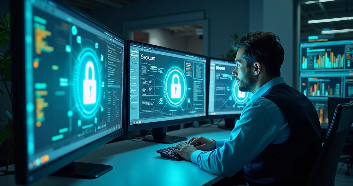 Servidor de TI protegido por escudo digital 