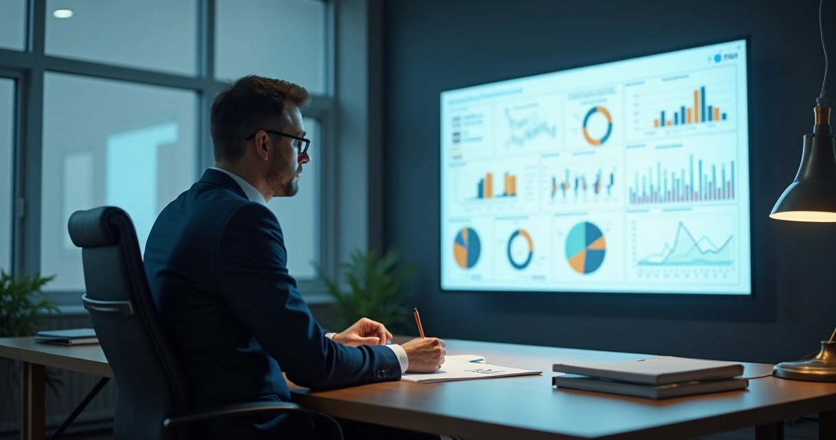 Servidor público analisando gráfico e fazendo anotações 