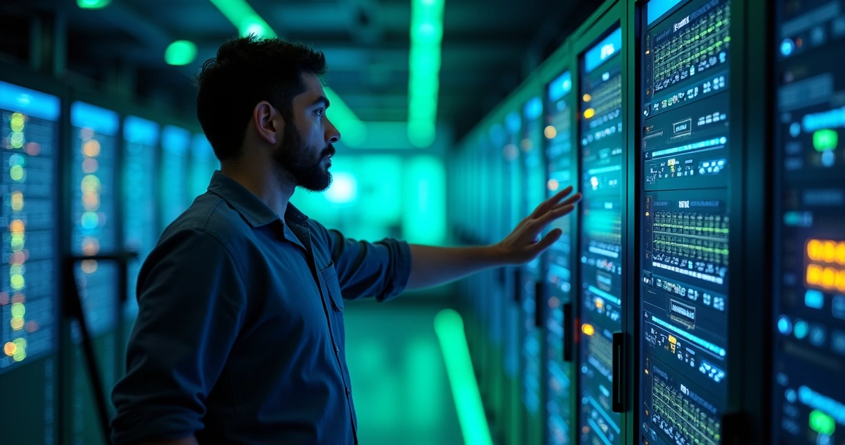 Painel de gestão de um servidor VPS exibindo dados e fluxo do n8n em tela