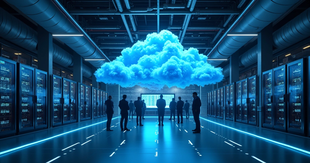 Visão de servidores sendo migrados para a nuvem AWS 